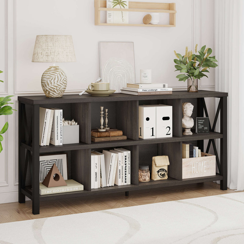Guinna Wood Bookcase, Walnut Brown, 8 Cube