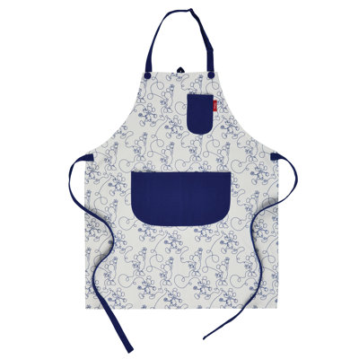 Disney Home Bon Voyage Cotton-Canvas Kitchen Apron With Pockets, Blue