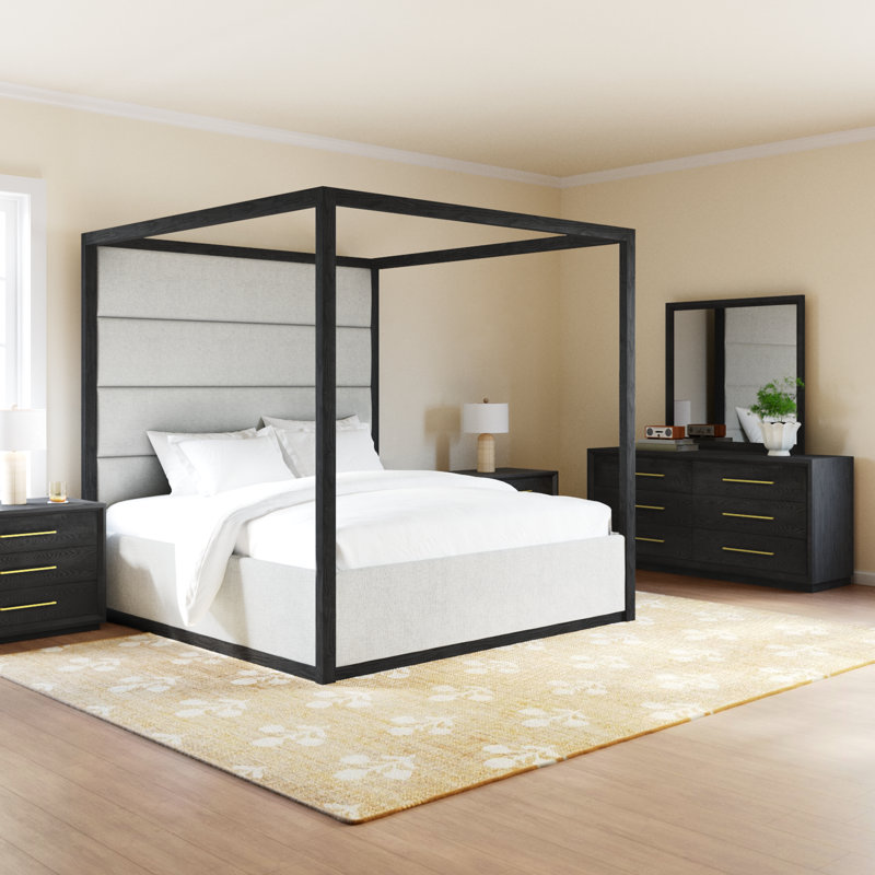 Langley Piece Bedroom Set, King, Gray/Off-White