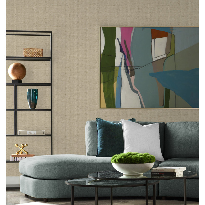 Abstract Vinyl Metallic Wallpaper Double Roll, Light Roast