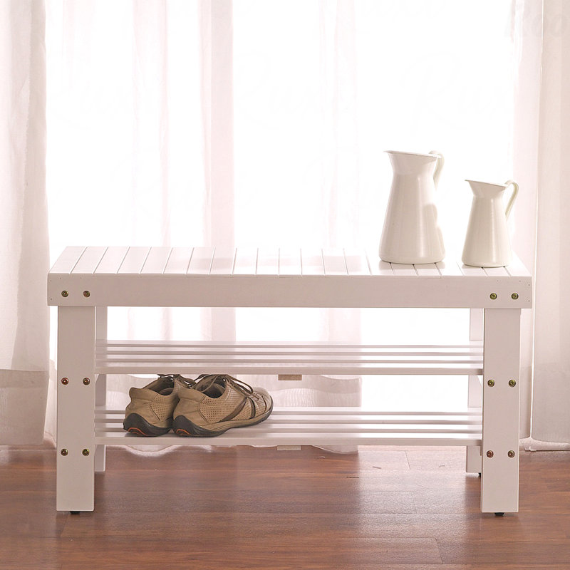 Shoe Bench - Quality Solid Wood Material, White
