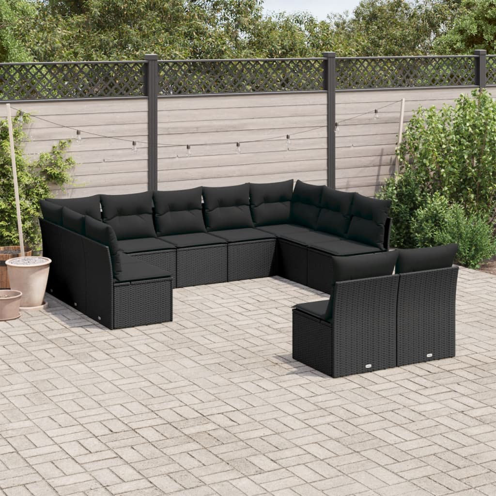 Vidaxl 11-Tlg. Garten-Sofagarnitur aus Polyrattan mit Kissen