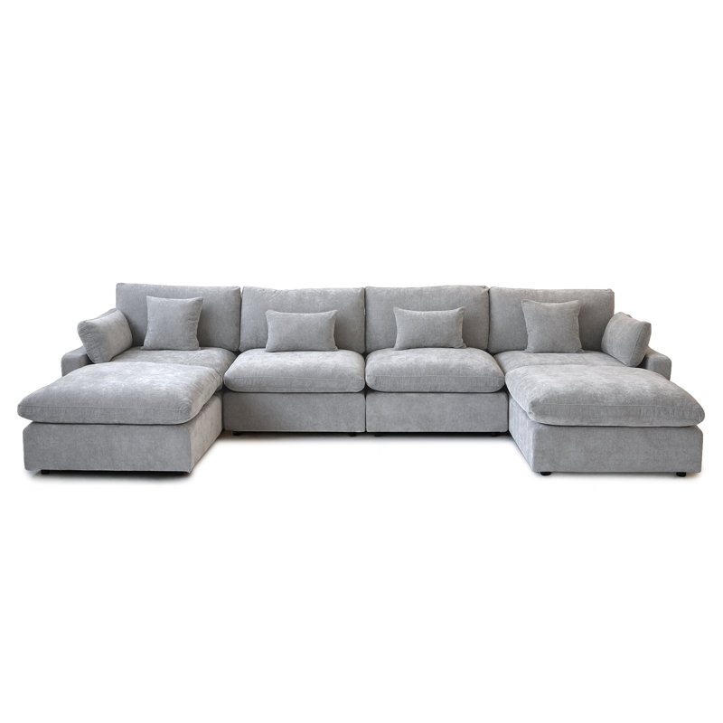 Kyna 6 - Piece Slipcovered Sectional, Gray Linen Blend