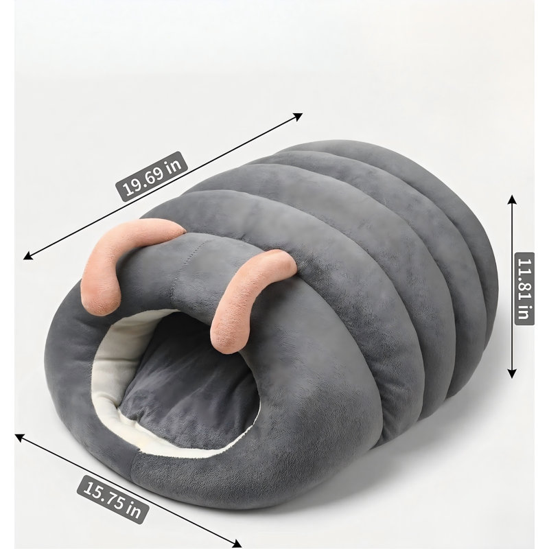 Caricature de lit de chat de conception de chenille, cachette de chat en peluche chaude et douce, lit de chat intérieur pliant et isolant épaissi