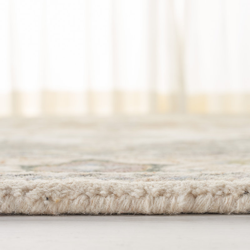 Ivory Hand-Tufted Wool Rectangular Traditional Rug