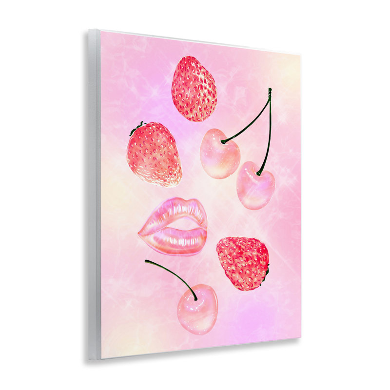 Plaque murale rose avec fruits et bisous, design par Ziwei Li