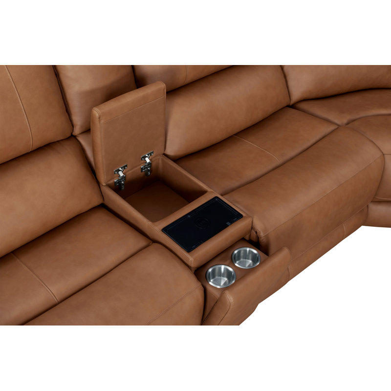 Canapé modulaire inclinable électrique avec accoudoirs réglables 7 pièces Abarca, Lyric Caramel