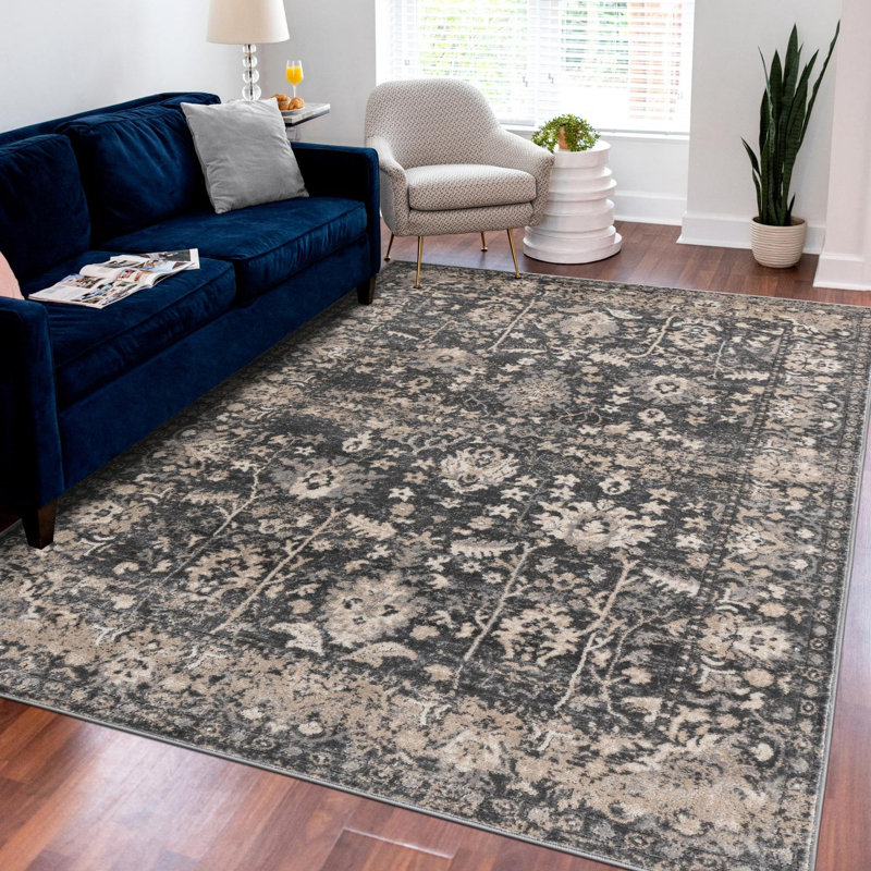 Burrill Abstract Gray Area Rug, Rectangle 5'3" x 7'1"