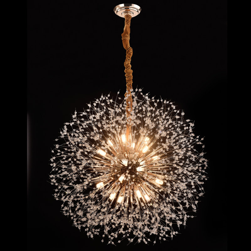 Perrion 16 - Light Dimmable Globe Chandelier, Gold, 68" H x 32" W x 32" D