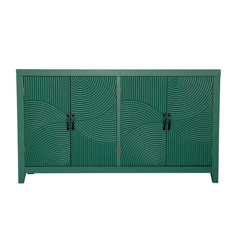 59"Green Accent Cabinet With 4 Doors