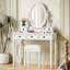 Ensemble de coiffeuse avec miroir à angle réglable, ensemble de coiffeuse et tabouret rembourré-118033024