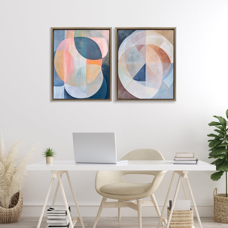 Ensemble de cadres flottants 2 pièces Pastel Centric Geometrics, conception par Ramona Murdock, H 21 po x l 17 po
