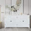 Commode d'appoint blanche 60 po avec tiroir, garde-manger rustique pour la décoration intérieure et le rangement, design américain, sapin, buffet de 3 à 4 espaces de rangement en bois, organisation de porte, finition peinte, ouvert massif