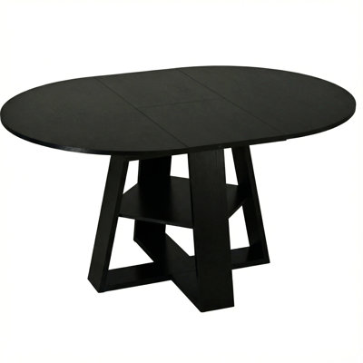 Extendable Round Dining Table, Modern Kitchen Table with Removable Leaves, Storage Shelf for Kitchen Living Room