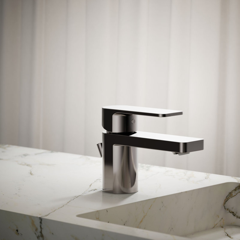 Parallel Single Hole Bathroom Faucet, Vibrant Titanium