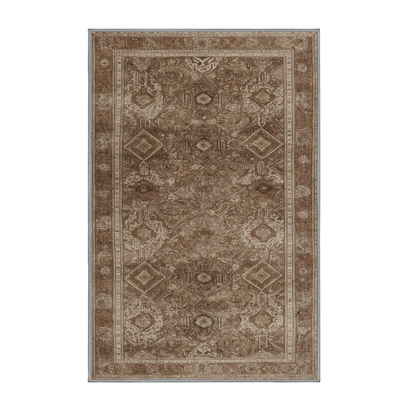 Tapis persan gris lavable à la machine, Rectangle 5 pi x 7 pi