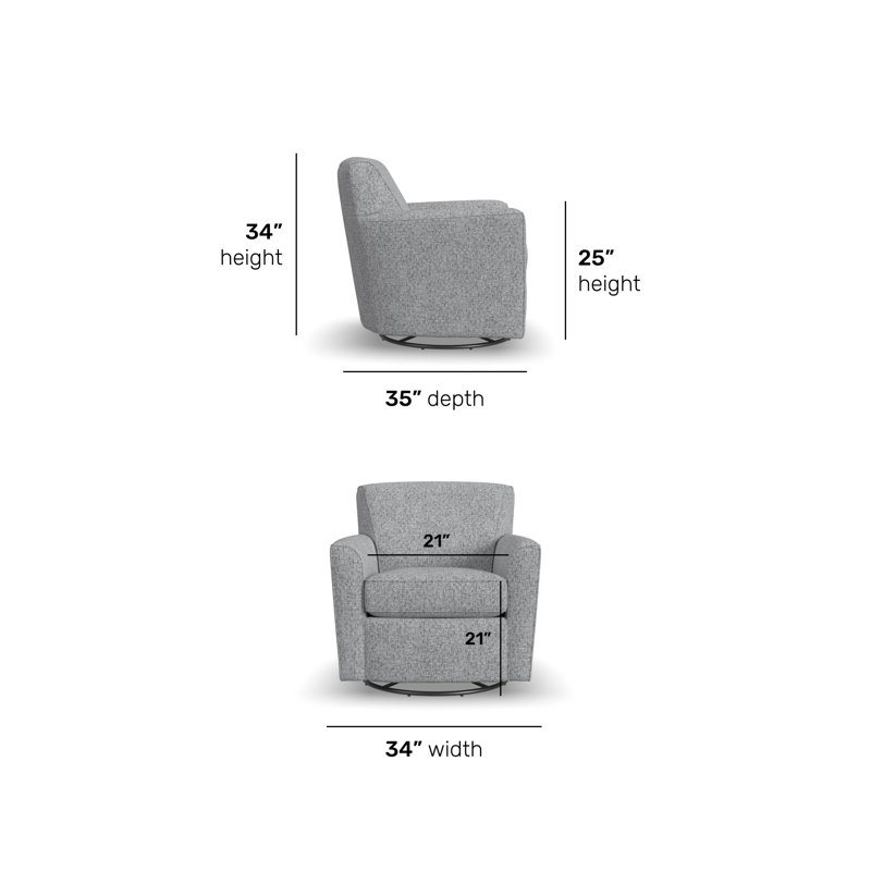 Fauteuil pivotant rembourré Monarch, Gris Sustain® Tweed