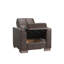 Fauteuil rembourré, brun - Pu. Élégant et peu encombrant. Fauteuil convertible rapide en canapé-lit avec compartiment de rangement Idéal pour les petits espaces. Facile