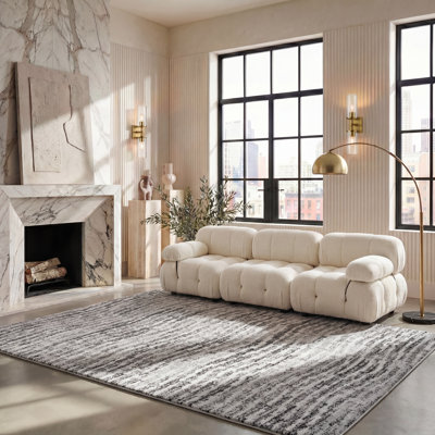 Riebe Abstract Black/Silver Area Rug