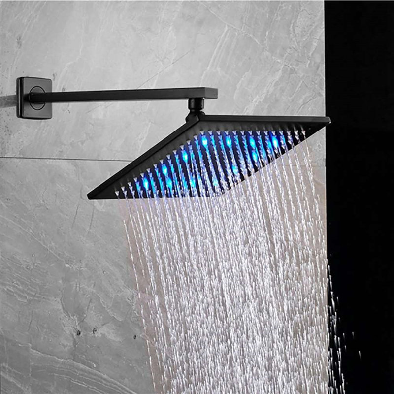 Ensemble de douche BathSelect Rivera Bronze huilé à DEL - Système de pluie monté au plafond