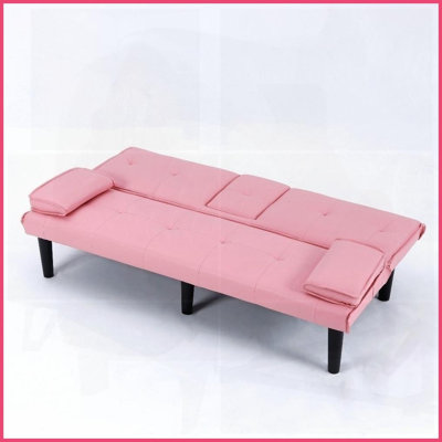 Canapé-lit convertible 2 places 67 pouces en PVC rose avec porte-gobelet 67 pouces - Compact pour appartements, dortoirs et amp; Petits bureaux, style moderne