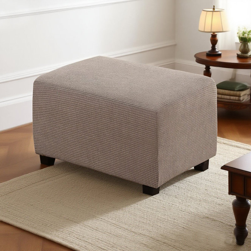 Couvre-pieds extensibles en jacquard à carreaux lavables à la machine et lavables à la machine avec protège-repose-pieds élastique