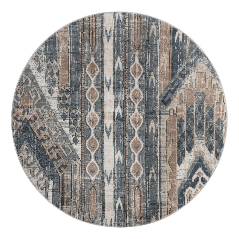 Tapis bleu marine / ivoire Josephus, Rond 5 pi 3 po