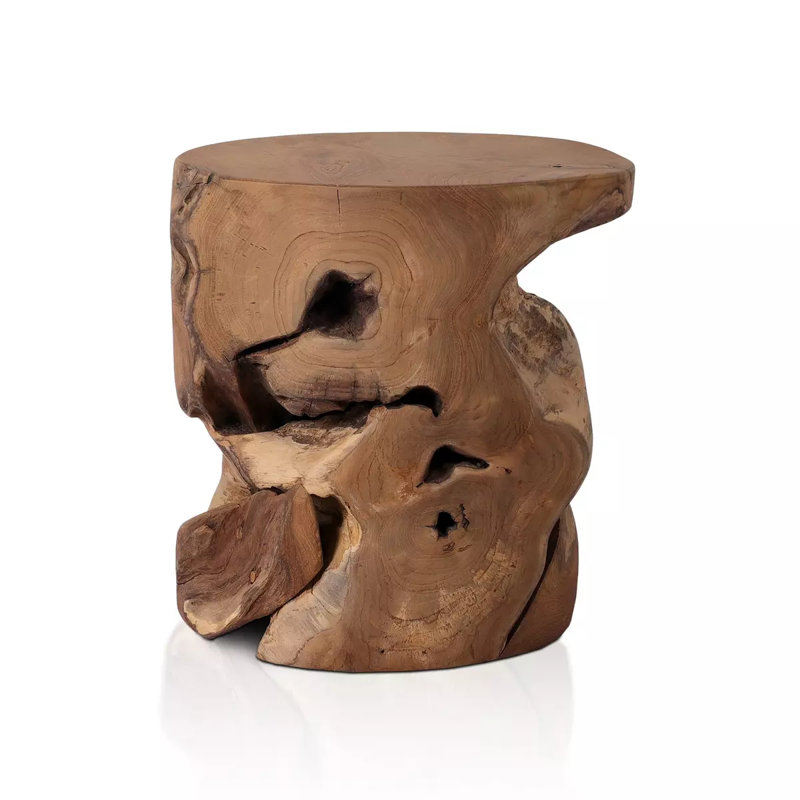 Atrakchi Accent Stool, Teak Stool-Aged Natural