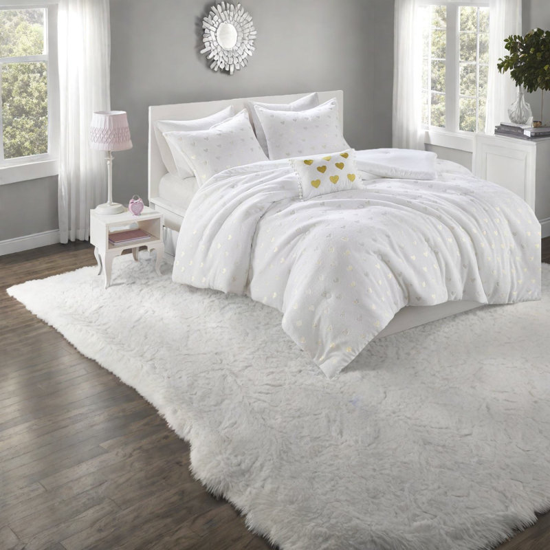 Ensembles de literie élégants en peluche, édredon imprimé métallique avec coussin décoratif, grand