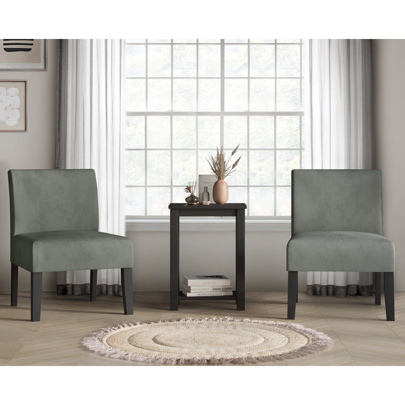 Ensemble 3 pièces de fauteuils de chambre décoratifs et table de bout haute Kolar