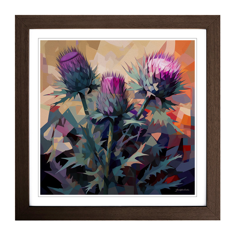 Thistle Cubism - Framed Print, Walnut