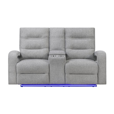 6611 Grey Power Console Reclining Loveseat