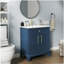 Meuble-lavabo moderne 27,8 po avec surface peinte, meuble-lavabo autoportant Mid-Century avec rangement, meuble-lavabo haut de gamme avec tiroirs et poignées en métal