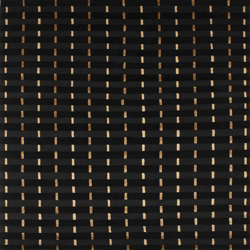 Tapis noir abstrait en coton tissé à la machine, Carré 6 pi