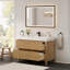 Ensemble de meuble-lavabo simple 48 po en sapin vieilli avec miroir intégré en pierre artificielle Abbie