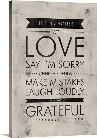 «In This House Family Rules» par Kate Lillyson, art textuel sur toile, H 24 po x l 16 po x P 1,25 po