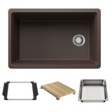 Inteos SILGRANIT 30" Single Bowl Reversible Undermount Workstation Kitchen Sink - White