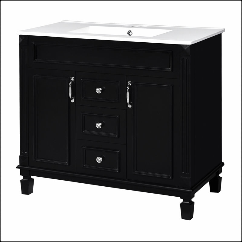 Meuble-lavabo moderne de 36 po avec lavabo supérieur, 2 portes à fermeture douce et 2 tiroirs pour un rangement et une élégance accrus