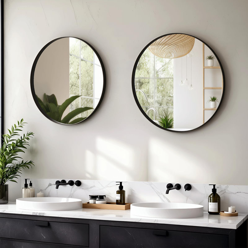 Aluminium Round Mirror, 60 cm H x 60 cm W