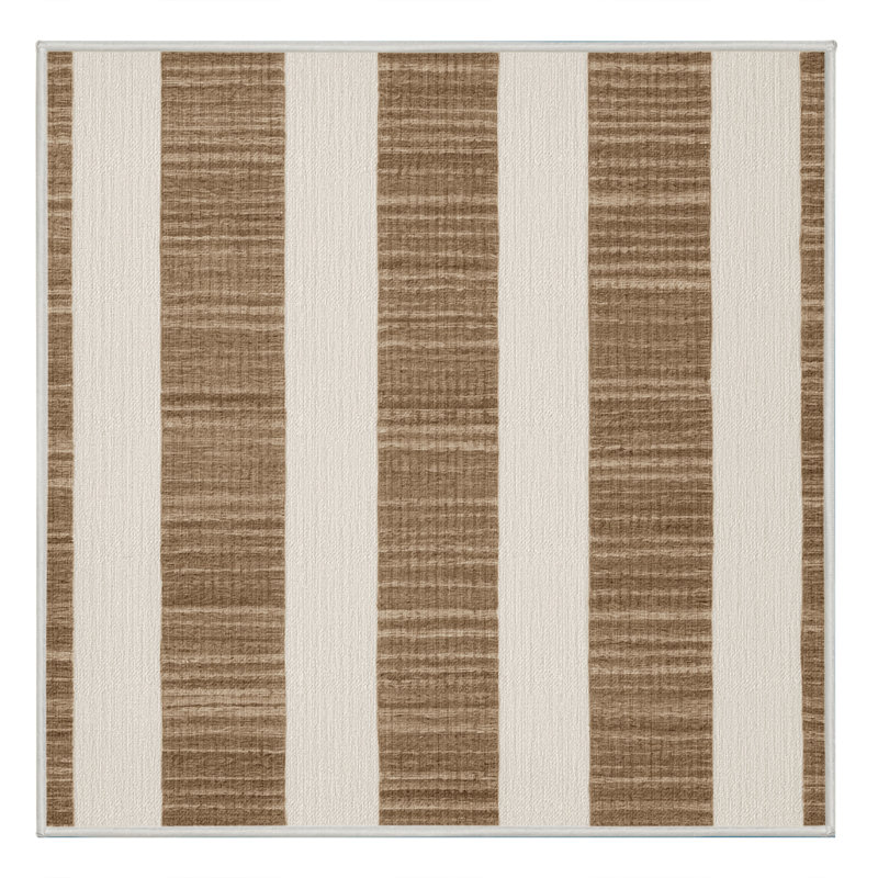 Machine Washable Checkered Beige Area Rug, Square 7'