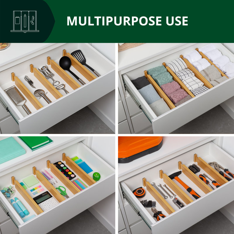 2.68" H x 2.56" W x 22" D Multi-Purpose Drawer Organizer, Brown