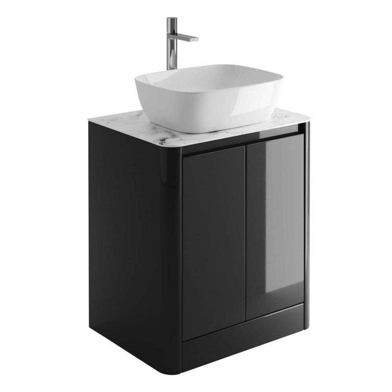  650mm Free Standing Single Bathroom Vanity, White, Titanium Grey