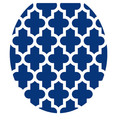 Décalcomanie de siège de toilette géométrique à motif de quadrilobe bleu - couvercles de toilette en vinyle antidérapant antistatique s'adaptant aux sièges ronds et allongés