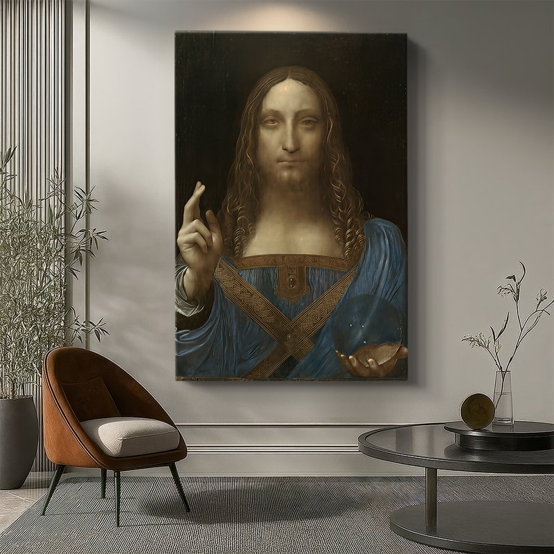 Salvator Mundi - toile tendue par Leonardo Da Vinci, 40 po x 60 po