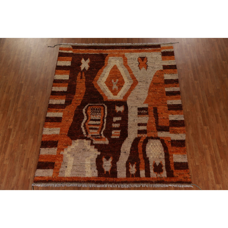 Tapis marocain abstrait en laine fait à la main 9 x 10