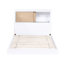 Lit simple avec tête de lit bibliothèque - mobilier de style Mid-Century blanc et espace de rangement naturel-945542953