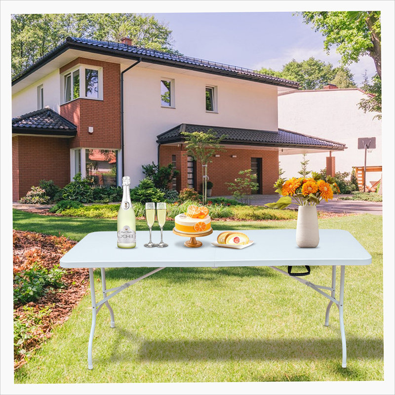 Table pliante 6 pieds, table en plastique portable pour le camping, les pique-niques, les fêtes