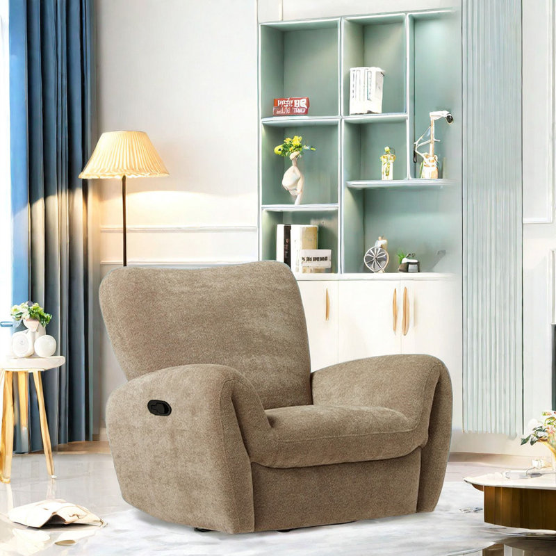 Fauteuil inclinable pivotant rembourré Smayan, Kaki
