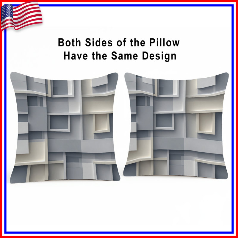 Gray Geometric Layers Double Sided Throw Pillows, 14 x 14 inches