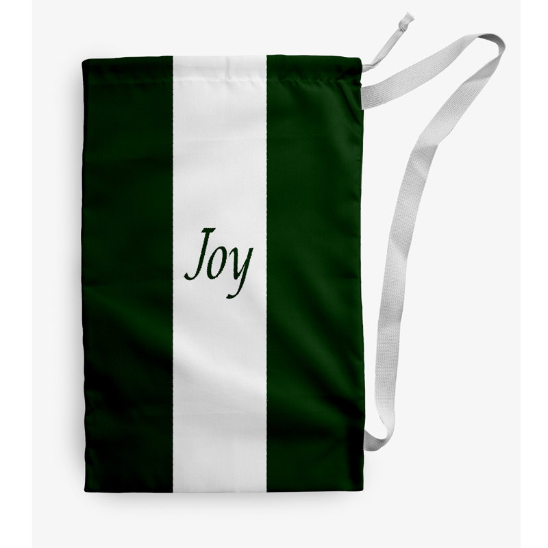 Sac à lessive Joy on a Stripe, Moyen (H 36 po x l 28 po), Vert foncé
